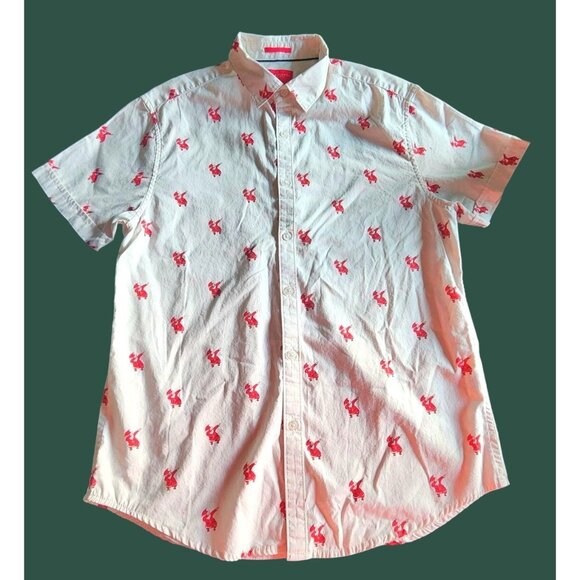 Mens Medium Button Down Shirt Dabbing Santa's Christmas Holiday Work Casual - Picture 1 of 14